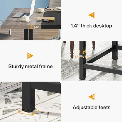 LITTLE TREE 6.5 Ft Conference Table, Modern Black Rectangle 78.74" L X 39.2" W X 29.52" H Wood Seminar Table for Office, Conference Room, 2 Separate Piece