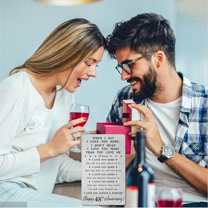 48 Year Anniversary Card Gifts for Him Her - Steel Card Gift for Men - 48th Wedding Anniversary Wallet Cards Gifts