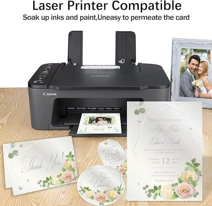 24 Sheets White Shimmer Cardstock 8.5 x 11 Metallic Paper, Goefun 80lb Card Stock Printer Paper for Invitations, Certificates, Crafts, DIY Cards