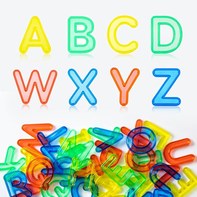 52 Pcs Plastic Capital Letters – 2 Sets of Capital Letters - Perfect Light Table Manipulatives for Early Learning and Play