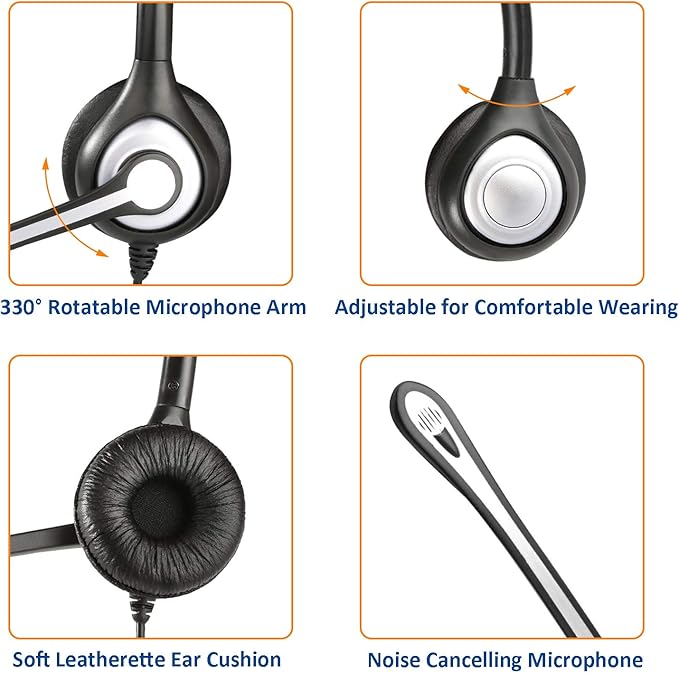Wantek Office Phone Headset, 2.5mm Telephone Headset with Mic Noise Canceling Compatible with Cordless Phones Panasonic AT&T ML17929 Vtech RCA Cisco SPA Polycom Uniden Grandstream Clarity(A602F)