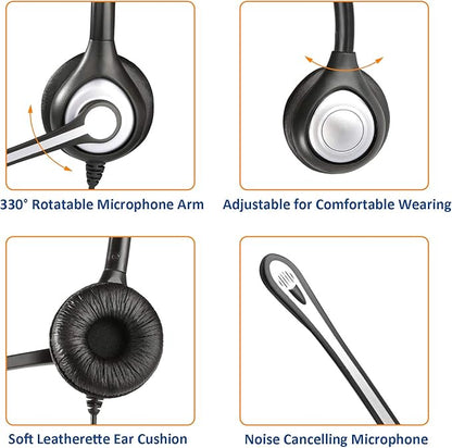 Wantek Office Phone Headset, 2.5mm Telephone Headset with Mic Noise Canceling Compatible with Cordless Phones Panasonic AT&T ML17929 Vtech RCA Cisco SPA Polycom Uniden Grandstream Clarity(A602F)
