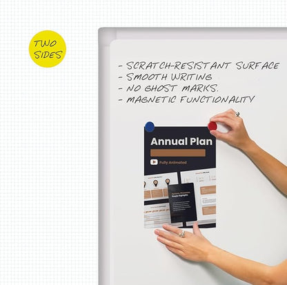 48" x 32" Adjustable Mobile Double-Sided Dry Erase Whiteboard Easel with Casters - Sturdy Reversible White Board for Offices, Schools, and Presentations