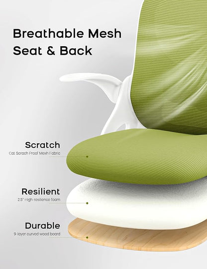 Drafting Chair Tall Office Chair with Flip-up Armrests Ergonomic Computer Standing Desk Chair with Comfy Lumbar Support and Adjustable Footrest Ring for Bar Height Desk(White-Green)