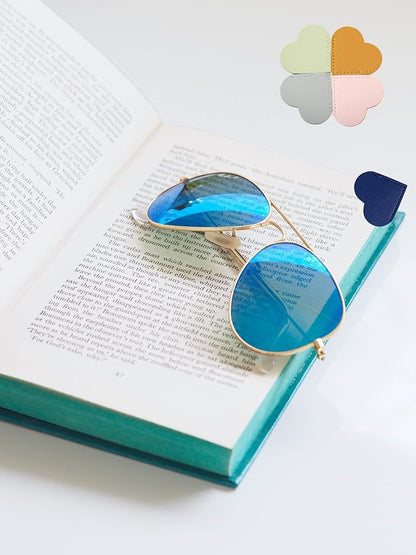 Leather Loveheart Bookmark,7pcs Page Corner Marks Reading Book Marker Book Reading Christmas Gift for Book Lovers