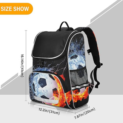 Soccer Backpack with Reflective Strip for Kids Boys Girls Elementary School Bag Removable Chest Strap