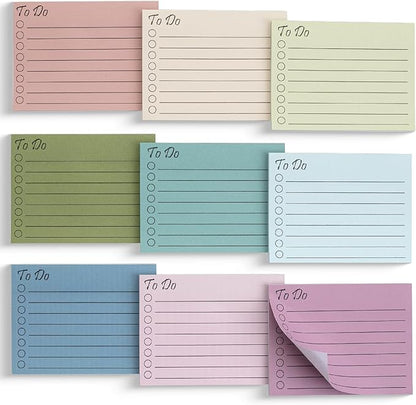 Mr. Pen- to Do List Sticky Notes, 3"x4", 9Pads, 450 Sheets, Earth Pastel Colors, to Do List Notepad, Lined Sticky Notes, to Do List Planner, Daily to Do List Notepad, to Do Notepad, Todo List Notepad