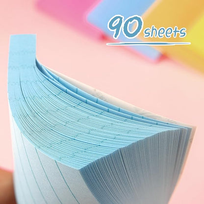 Lined Sticky Notes 3x3 Sticky Notes with Lines Self-Stick Notes Bright Color 4 Pads 90 Sheets/Pad (Light Blue)