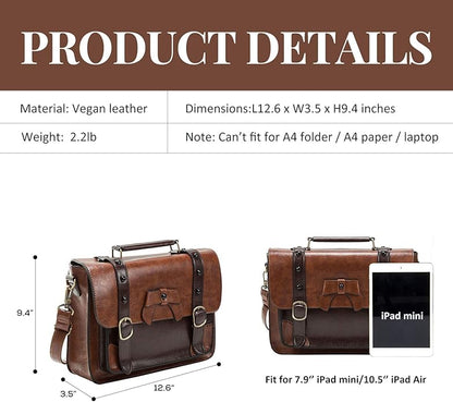 ECOSUSI Vintage Crossbody Messenger Bag Satchel Purse Handbag Briefcase for Women