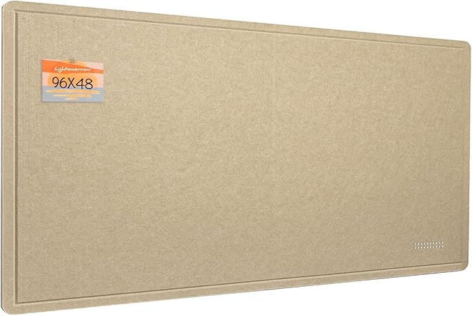 Extra Large Bulletin Board - 96 x 48 Inches, Decorative Felt Pin Board for Wall - 8' x 4' Foldable Photo Display Board with Self-Adhesive Tape, Includes 20 Push Pins - Beige Brown