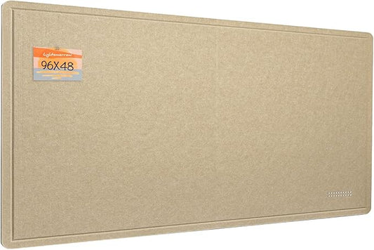 Extra Large Bulletin Board - 96 x 48 Inches, Decorative Felt Pin Board for Wall - 8' x 4' Foldable Photo Display Board with Self-Adhesive Tape, Includes 20 Push Pins - Beige Brown