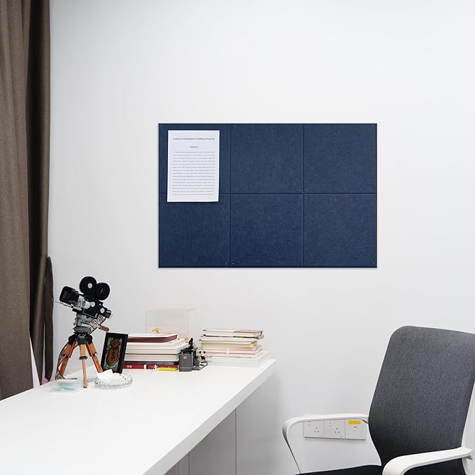 Large Felt Bulletin Board(36" x 24"),Cork Board Alternative,6 Pack Felt Wall Tiles with Safe Removable Adhesive Tabs,Notice Pin Board/Message Board/Vision Board for Office, School & Home