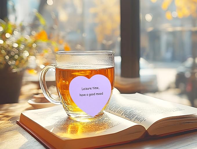 Mini Skater 2 Pack Kraft Paper Sticky Notes Heart Shaped Self-Stick Blank Book Tabs Paper Markers Sticky Notes Pad 100 Sheets Index Sticker (Light Purple)