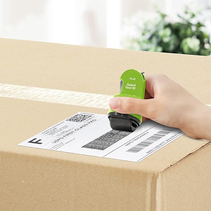 Guard Your ID 3 in 1 Wide Advanced Roller with Retractable Box & Envelope Opener and Identity Theft Prevention Security Stamp Green