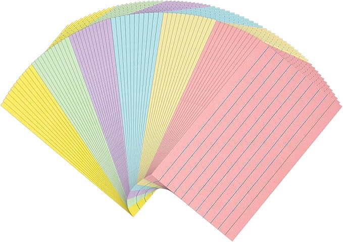 300Pcs Colored Index Cards 5x8, Goefun Lined Flashcards, 6 Color Notecards for Studying, Recipes, Memo Cards, Office Supply, To Do List, Presentation