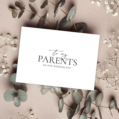 Set of 2 Wedding Day Card for Parents, Parents Of The Bride/Groom Gifts, To My Parents On Our Wedding Day.（Parents A）
