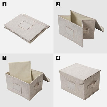 Vienrose Greeting Card Organizer Storage Box with 20 Removable Dividers, 84 Self-stick Labels, Perfect for Photos, Envelopes, Scrapbooking, Paper, Stickers Holder 2 Pack Beige