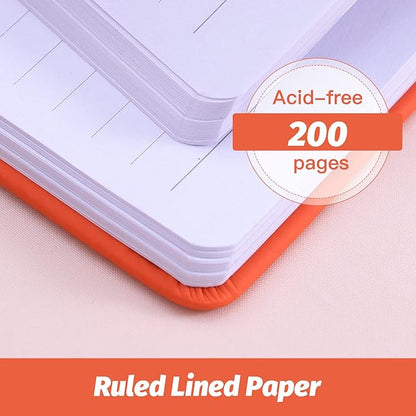 SUIN Hardcover-Journal-Notebooks, A5 Lined Journals Notebook for Writing 200 Pages, 8.2 x 5.5 inch, Classic Ruled Notebooks for Work/Travel/College (Orange- 1 Pack)