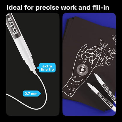 ARTISTRO 5 White Paint Pen for Rock Painting, Stone, Ceramic, Glass, Wood, Tire, Fabric, Metal, Canvas. Set of 5 Acrylic Paint White Marker Water-based Extra-fine Tip