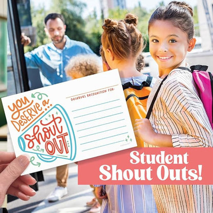 Positive Shout Out Cards For Teachers, Students, Employees, Office Staff - Kudos Appreciation and Recognition Reward Cards For School or Work Bulletin Board (50 Count)