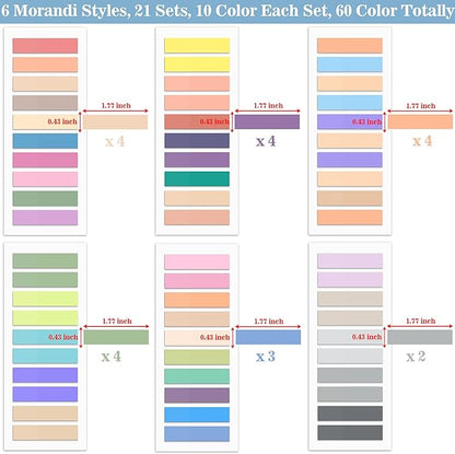 SIQUK 4200 Pieces Sticky Tabs for Annotating Books Tabs Morandi Sticky Flags Clear Transparent Page Markers Strip Page Flags Colored Tabs Writable and Repositionable Book Annotation Tabs