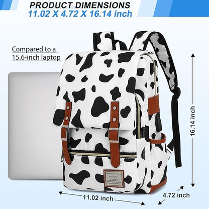 Travel Laptop Backpack Slim Vintage Backpack with USB Charging Port,Water Resistant Business Daypacks College Bag for Men Women,Fits 15.6 Inch Notebook. (Cow)