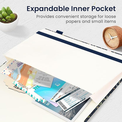 Lined Journal Notebook for Women & Men, Hardcover Leather Journal for writing, A5 College Ruled Notebook for Work & Note Taking, Perfect for Office School Home Supplies, 160 Pages, Patchwork Floral