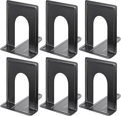 MaxGear 8.5 in Extra Large Heavy Duty Metal Book Ends, Classic Black Premium Bookends for Shelves, Non-Skid Bookend, Book Stopper for Books/Movies/CDs/Games, 8.5 x 5.9 x 7.8 in,3 Pairs