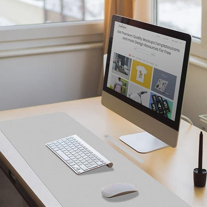 Boutilon Leather Desk Pad 30" x14",Non-Slip Mouse Pad,Office Desk Mat,Waterprooft PU Leather Desk Blotter,Desk Pad Protector,Desk Writing Pad for Home Office Decor (M-Grey)