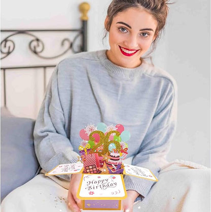 Asmallgf Happy 26th Birthday Pop Up Card for Women Men, Sweet 26 Bday 3D Greeting Card for Him Her, Great 26 Years Old Birthday Gift Ideas for Husband Wife