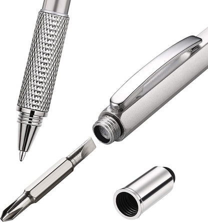 Zhanmai 8 Pcs Gift Pen for Men 6 in 1 Multitool Tool Pen with Refills Screwdriver, Ruler, Levelgauge,Fathers Christmas Graduation party Supplies(Gold, Black, Silver, Yellow)