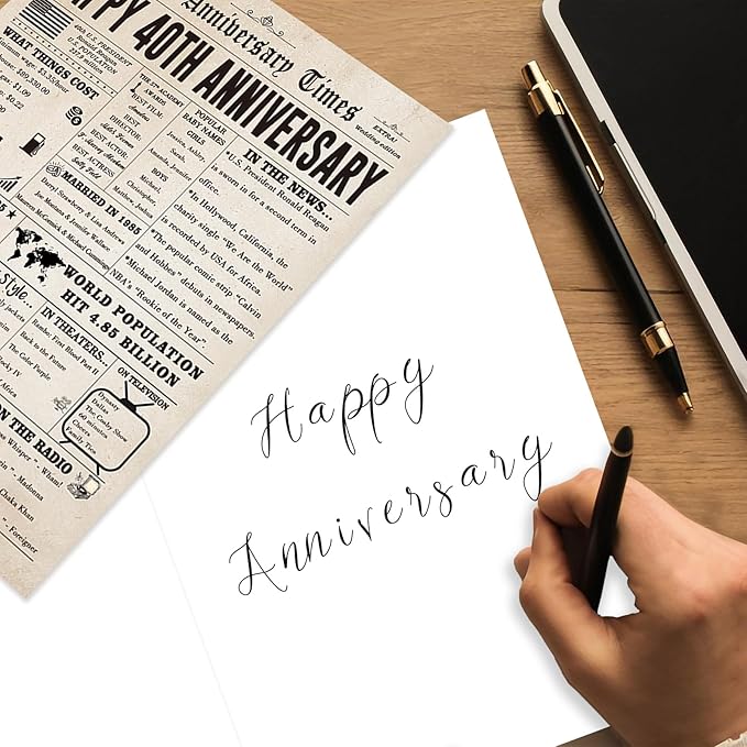 Jumbo 40th Anniversary Cards Gifts for Women Men, Big 40 Year Anniversary Card Gift for Wife Husband, Ruby Wedding Card, Romantic 40th Wedding Anniversary Decorations for Parents
