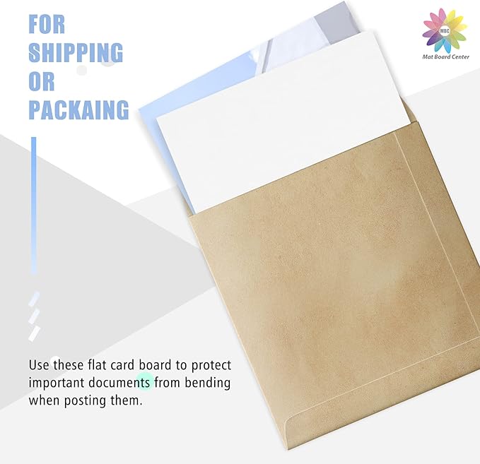 Mat Board Center, 25 Pack 8x8 Corrugated Cardboard sheet, 1/8 inch thick, Flat Cardboard Inserts for Mailing, Packaging & Shipping, Cardboard Backing, Craft Card Board (White on one side)