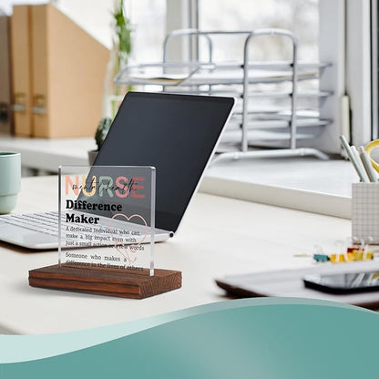 Appreciation Gifts for Mental Health Nurse Clear Desk Decor Sign, Thank You Gifts for Psych Nursing Students Graduation, Difference Marker Nurses Week PMHNP Recognition Office Desk Plaque TZD36