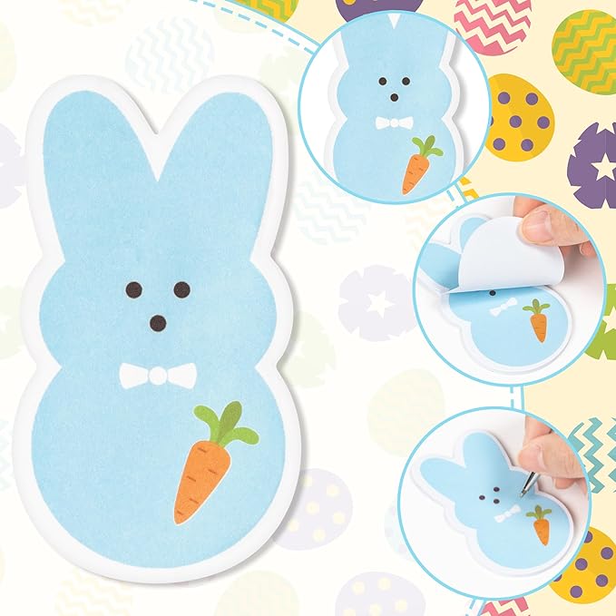 ANGOLIO Easter Bunny Sticky Notes - 30 Pack Easter Candy Bunny Sticky Notes Total 600 Sheets Colorful Bunny Carrot Rabbit Ears Sticky Memo Pads for Sunday School Kids Class Party Favors Goodies Bag