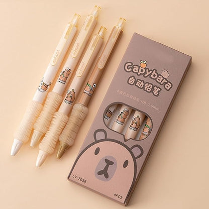 4 Pcs Mechanical Pencils 0.5mm Cute Capybara Mechanical Pencil Kawaii Cartoon Pencils School Pencil for Kids Students Girls Women (4Pcs Capybara)