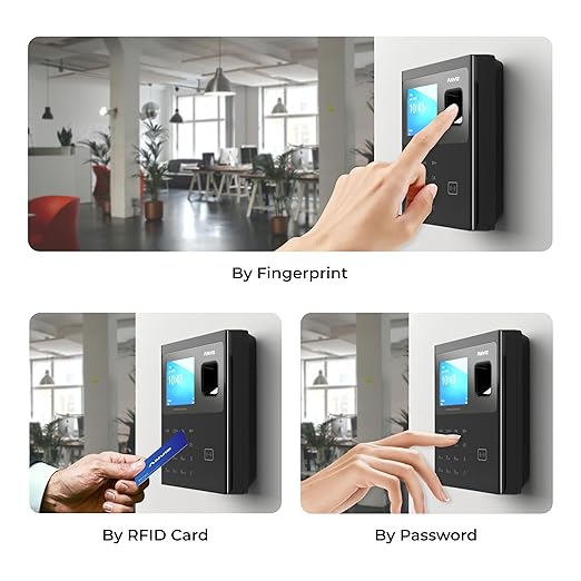 ANVIZ Time Clocks for Employees Small Business - CX2 Fingerprint Biometric Clock in and Out Machine - with Professional Cloud Software, Black