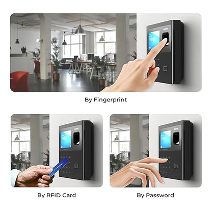 ANVIZ Time Clocks for Employees Small Business - CX2 Fingerprint Biometric Clock in and Out Machine - with Professional Cloud Software, Black