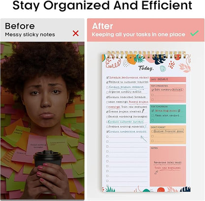 To Do List Pad - To Do List Notebook for Work with 52 Sheets, Undated Daily Planner Perfect for Daily Tasks and Goal Setting, To Do List Notepad Suitable for Office, Home and School-Blossom Grove