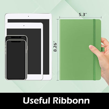 Ruled Notebook/Journal - Classic Lined Journal/Notebook, 5.3'' x 8.26'', Hardcover with Thick Paper, Banded + Pen Holder +Inner Pocket - Olive Green