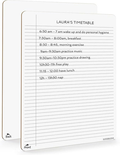 Scribbledo Dry Erase Notebook College Ruled Lined Board 9"x12" Reusable Lined Erasable Ruled Writing Note Pad Lapboard, Blank Whiteboard on Reverse