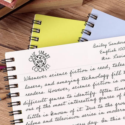 One Smart Cookie Stamp / 2000 Plus Self Inking Teacher Food Themed Treat Stamper / 9/16" Small Black Imprint Planner Worksheet School Homework Classroom Stamp