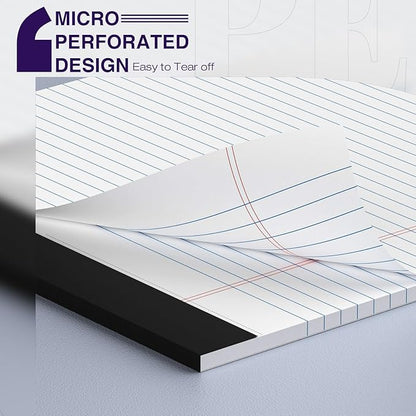 12 Pack Legal Pads 8.5 x 11 College Ruled 600 Sheets Note Pads 8.5 x 11 Inch Notepads Perforated Writing Pads 8.5 x 11 Pads of Paper Lined White Paper, 50 Sheets per Notepad for Home, Office, School