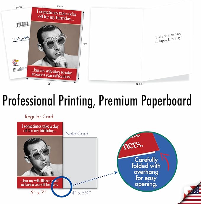 NobleWorks - Funny Birthday Greeting Card with 5 x 7 Inch Envelope (1 Card) Bday Day Off C8220BDG