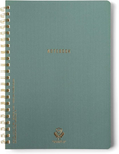 DesignWorks Ink 8.25" x 11.6" Juniper Green Textured Paper Twin Wire Spiral No. 1 Notebook Journal with 160 Lined Pages for Work, Writing, Journaling