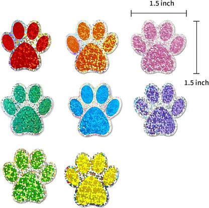 Paw Print Stickers,1.5" Holographic Shiny Bear Paw Print Stickers,Dog Puppy Paw Stickers Bear Paw Stickers with Perforation Line (500PCS,Multicolor)