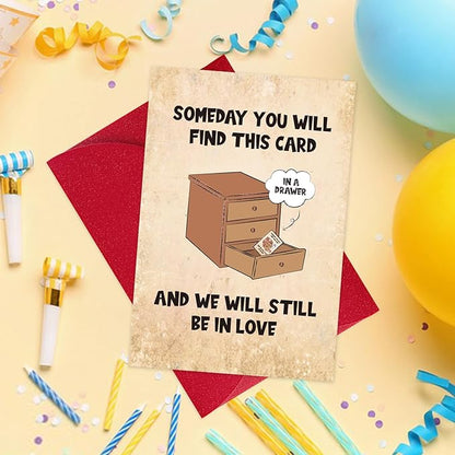 Happy Birthday Cards Gifts for Him Her,Funny Birthday Card for Husband and Wife,Lovely Birthday Anniversary Card Gifts, Love hidden in the drawer