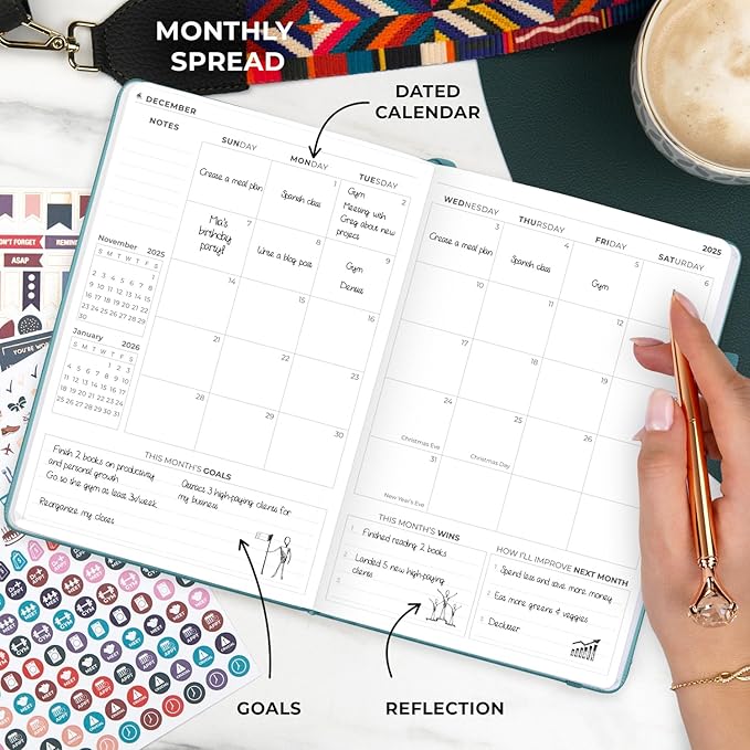 Clever Fox Dated Planner Premium Edition – 2025-2026 Weekly Planner for Planning, Goal Setting & Time Management – Planner Notebook with Habit Tracker & to-do List – A5 Size (Aquamarine)