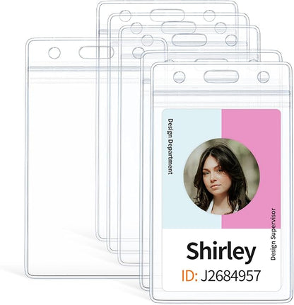 Uniclife 6 Pack Vertical ID Card Badge Holder Waterproof Clear Card Sleeve Case Cover Heavy Duty Card Protector Pouch with Resealable Zip for Proximity Key Card Driver’s License and Credit Card