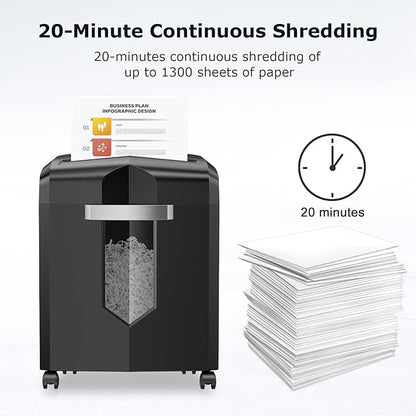 Bonsaii Paper Shredder, 12 Sheet Cross Cut Shredders for Home Office Heavy Duty, 20-Minutes Running Time with 4.2 Gal Pullout Bin for Credit Card Jam-Proof Shredding Machine (C266-A New)